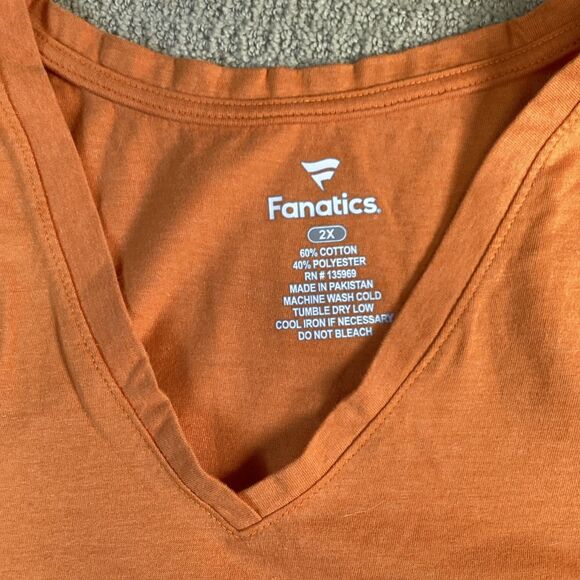Texas Longhorns V Neck T-Shirt Women's 2X Fanatics Football Orange White Stripes - Picture 3 of 5